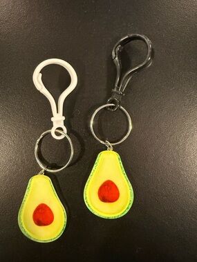 2 Avocado Keychains or Bag Clip - Yellow & Green